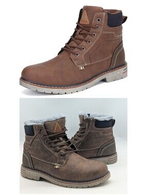 Mens Size 7 / 7Y Winter Hiking Boots Mishansha Brown Water Resistant Plush Fur